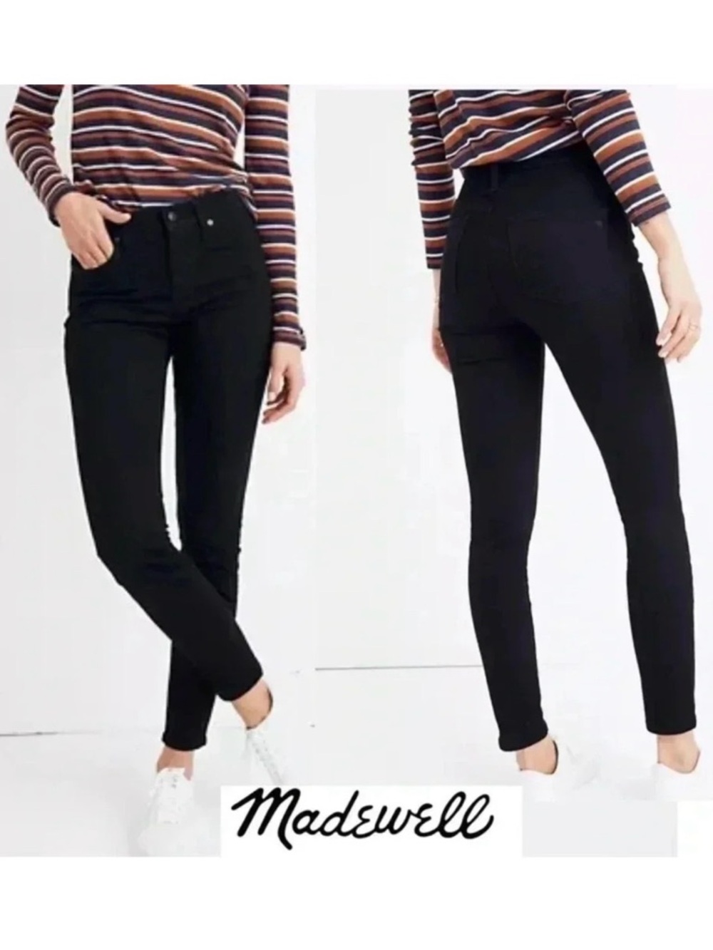 MADEWELL 11" High Rise Skinny Raw Hem Ankle Skinny Jeans Black Casual Size 27